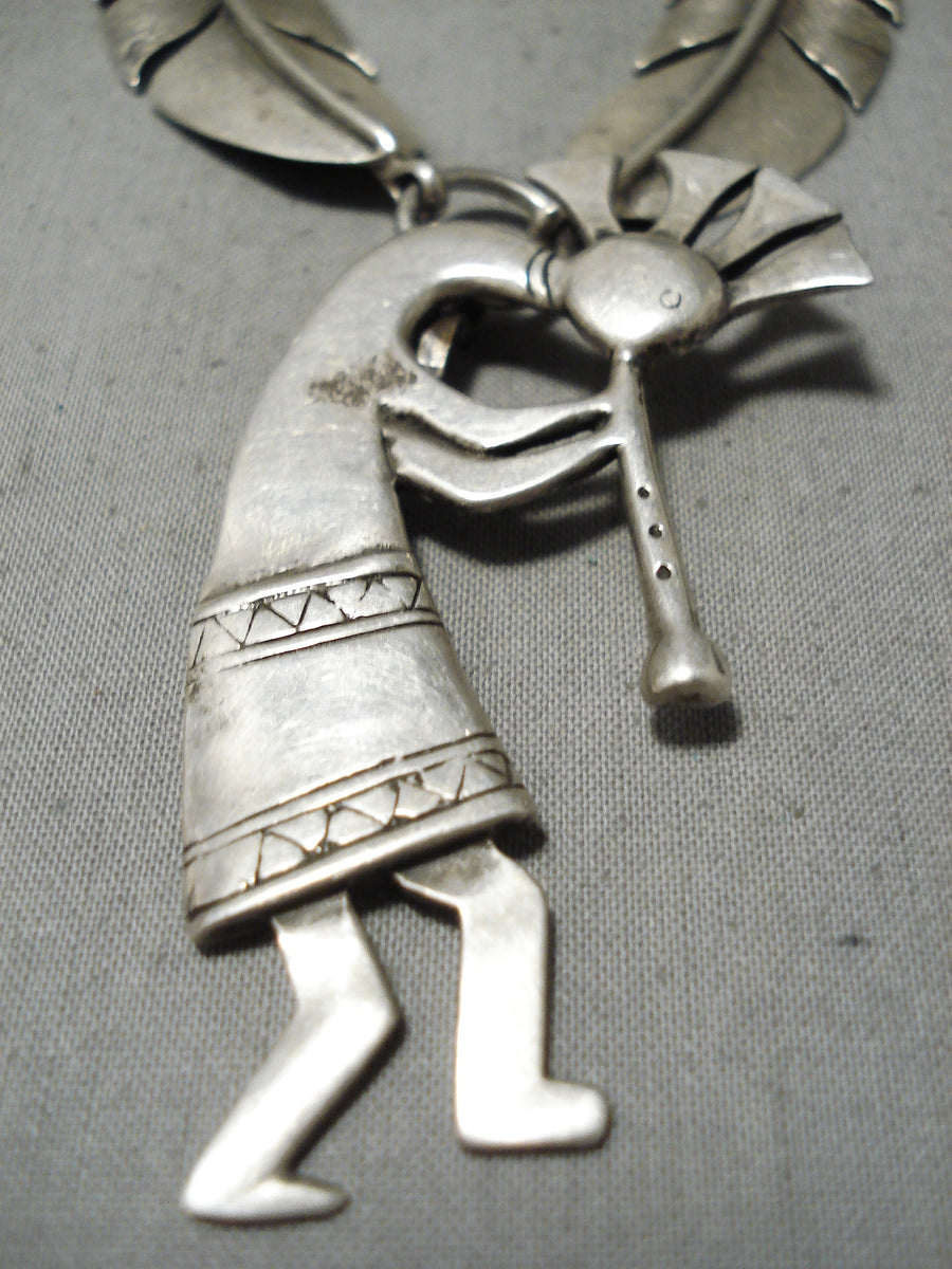 Incredible Vintage Navajo Sterling Silver Kokopelli Necklace Native Am ...