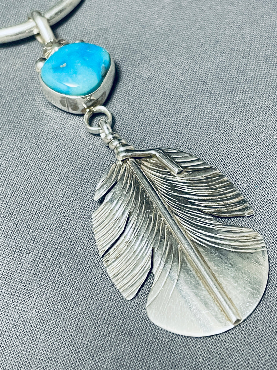 Native American Authentic Ben Begaye (d.) Vintage Turquoise Feather St ...