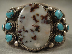 Huge Vintage Navajo Jasper Turquoise Native American Jewelry Silver Bracelet-Nativo Arts
