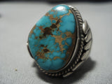 Huge Vintage Navajo Royston Turquoise Sterling Silver Native American Ring Old-Nativo Arts