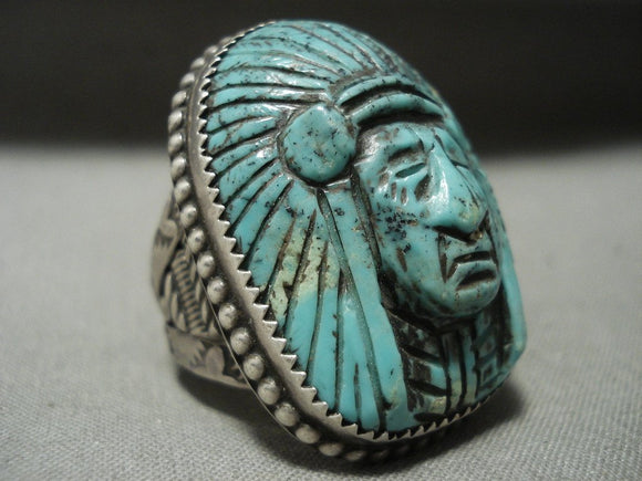 Important Huge Vintage Francisco Gomez Turquoise Cheif Native