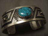Important Vintage Hopi Turquoise And Real 14k Gold Turquoise Native American Jewelry Silver Bracelet-Nativo Arts