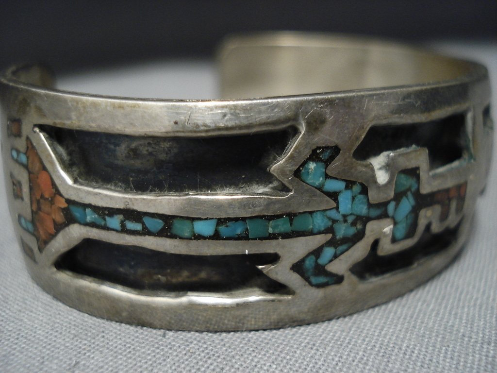 Important Vintage Native American Jewelry Navajo 'Hmij' Yei Sterling S ...