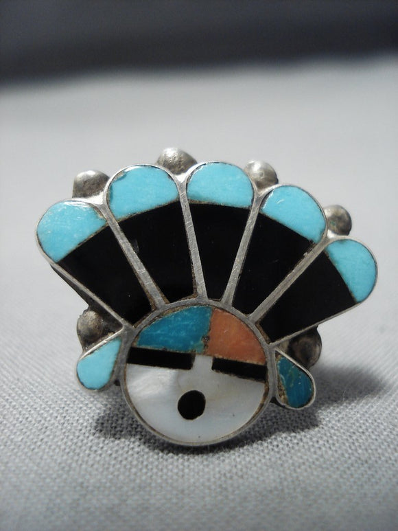 Impressive Vintage Native American Jewelry Zuni Sunface Turquoise Cora ...
