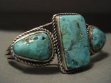 Museum Very Early Vintage Navajo Turquoise Native American Jewelry Silver Bracelet-Nativo Arts