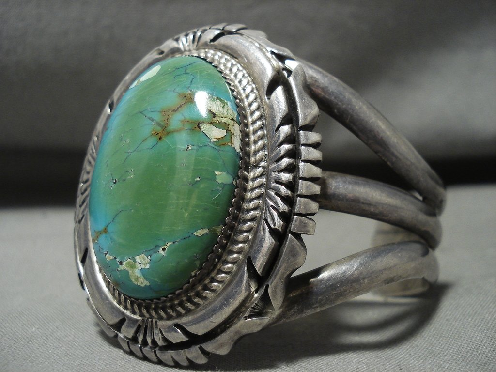 Museum Vintage Navajo 'Domed Green Turquoise' Native American Jewelry ...