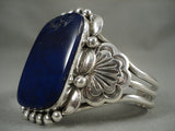 One Of The Largest 'Squared Lapis' Native American Jewelry Silver Modernistic Bracelet-Nativo Arts
