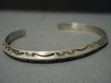 Simple Famous Vintage Navajo Ray Adakai Sterling Native American Jewelry Silver Stacker Bracelet-Nativo Arts