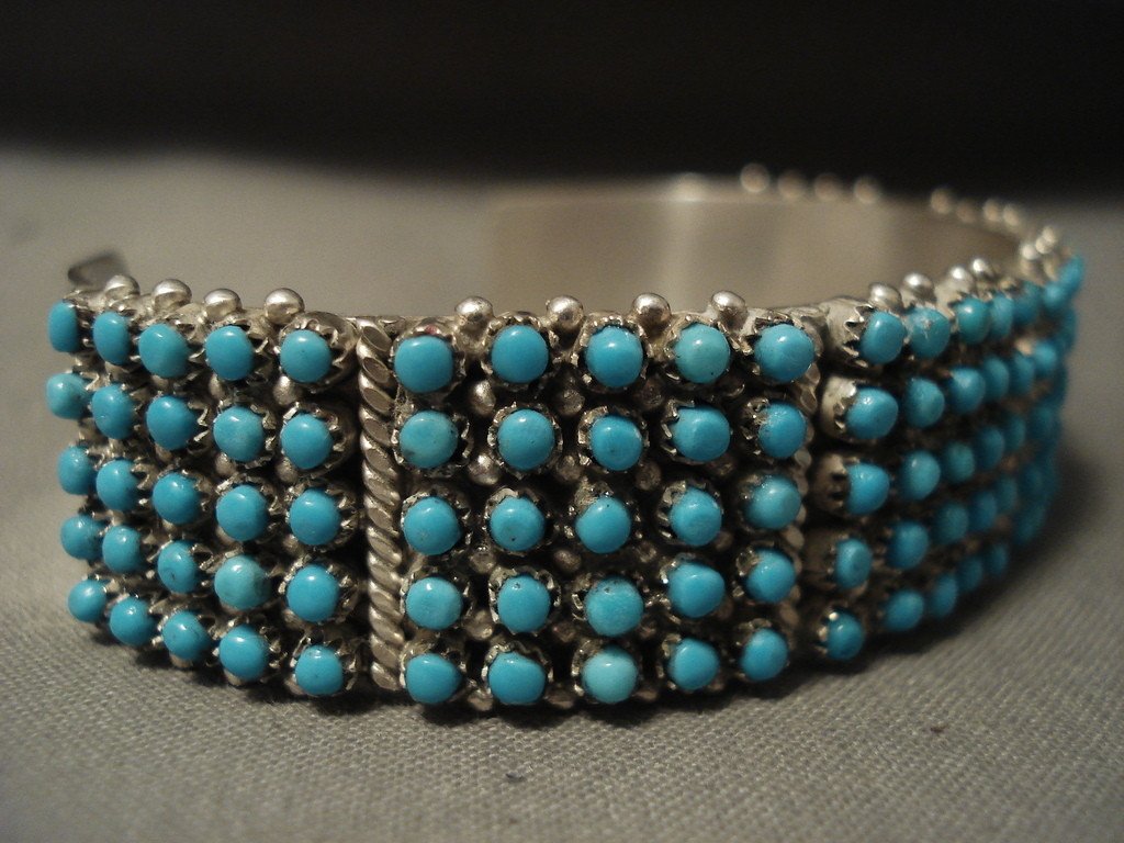 Snake Eyes Zuni 150 Turquoise Stone Native American Jewelry Silver Bra ...