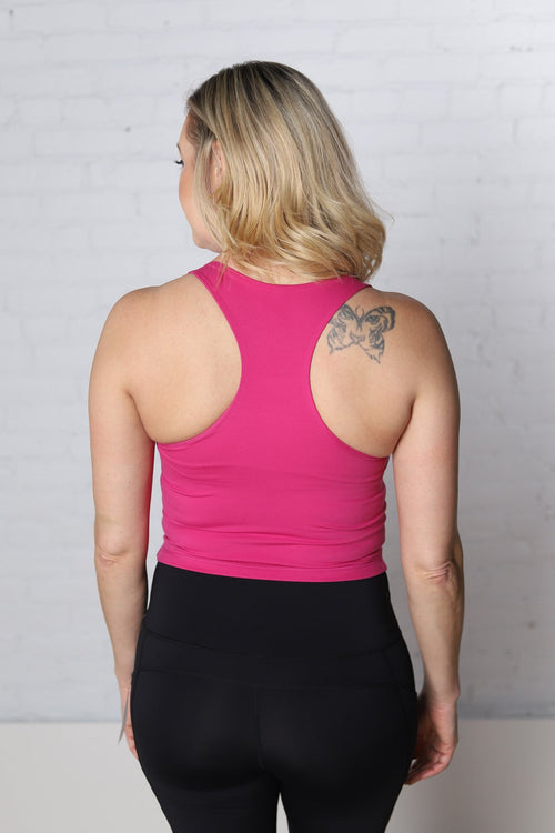 Linnea Strap Back Cropped Top with Built In Sports Bra - Grape - Final –  Gallery 512 Boutique