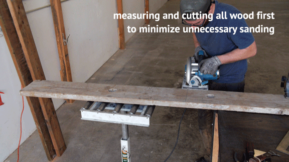 Step 1: cut wood for rustic dining table top