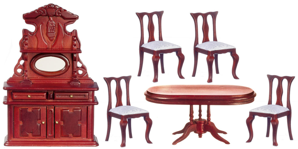 6pc Victorian Dining Room Set Mahogany With White