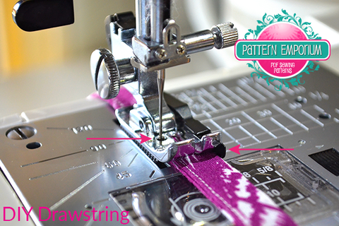 DIY Drawstring using 1/4" seam foot Pattern Emporium sewing patterns