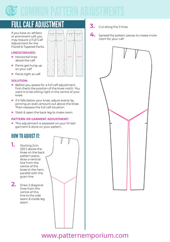 Pants Pattern Adjustments : Full Calf Adjustment - Pattern Emporium