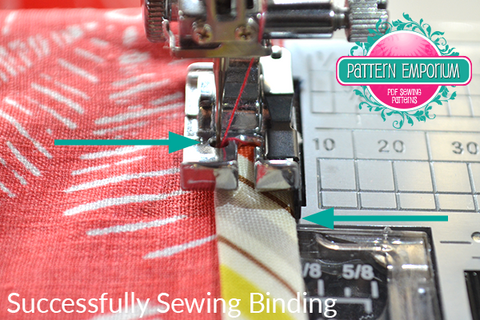 How to sew on binding using a 1/4" seam foot by Pattern Emporium sewing patterns