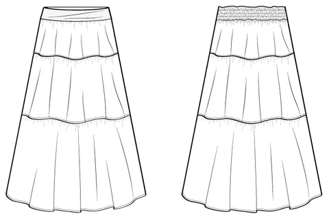 Tiered Maxi Skirt sewing pattern by Pattern Emporium