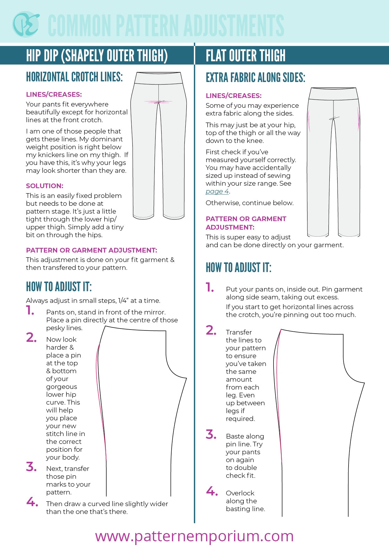 Pants Pattern Adjustments : Hip Dip - Pattern Emporium