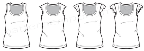 Ladies Summer Tee Tank Ruffles sewing pattern by Pattern Emporium