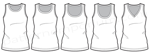 Crew Scoop Round V-neck Tank Sewing Pattern by Pattern Emporium