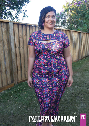 Flawsome cut out bodycon plus size fitted dress sewing pattern