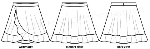 Girls Wrap & Flounce Skirt sewing pattern by Pattern Emporium