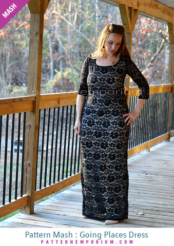 Sew a long sleeve fitted maxi dress by Pattern Emporium