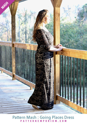 Sew a fitted maxi dress with long sleeves by Pattern Emporium