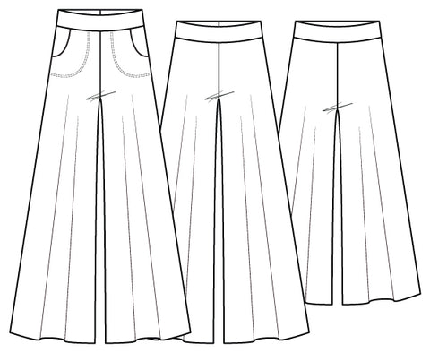 Palazzo Wide Leg Pants Sewing Pattern (High or Low Waisted)