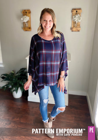 All seasons poncho with t-shirt neck