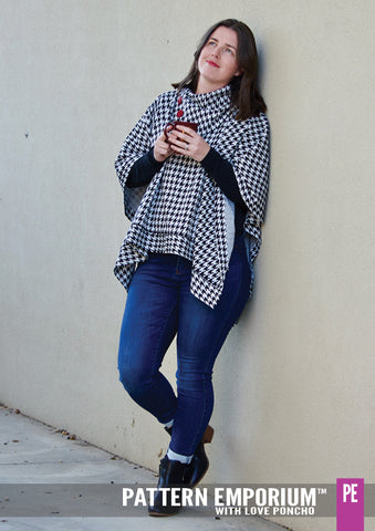 Houndstooth Poncho with button-up neck - sewing pattern by Pattern Emporium