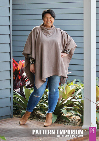 Buttoned poncho sewing pattern