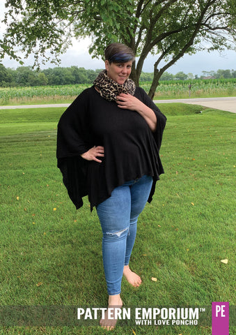 Sewing pattern - All seasons poncho with t-shirt neck & separate infinity scarf