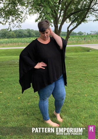 Sewing pattern - All seasons poncho with t-shirt neck & separate infinity scarf