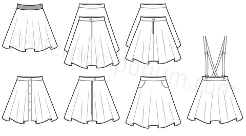Womens Swing Skater Skirt sewing pattern LOADS OF OPTIONS