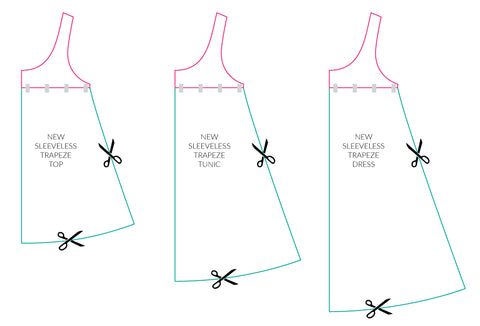 new ladies sleeveless trapeze top or dress sewing pattern