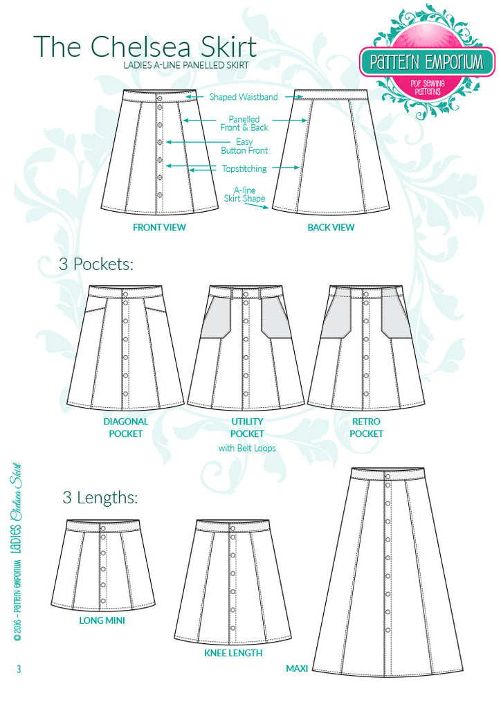 Ladies A-line button front skirt sewing pattern – Pattern Emporium