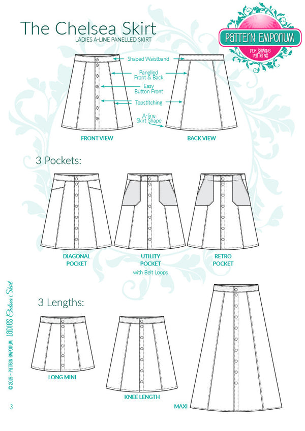 Ladies Skirt PDF Sewing Pattern
