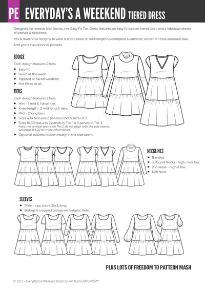 Easy Fit Tiered Dress PDF Sewing Pattern - Everyday's A Weekend ...