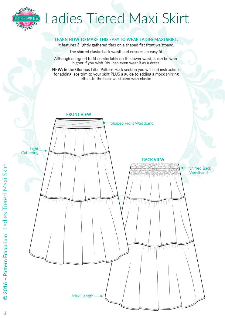 tiered maxi skirt pattern