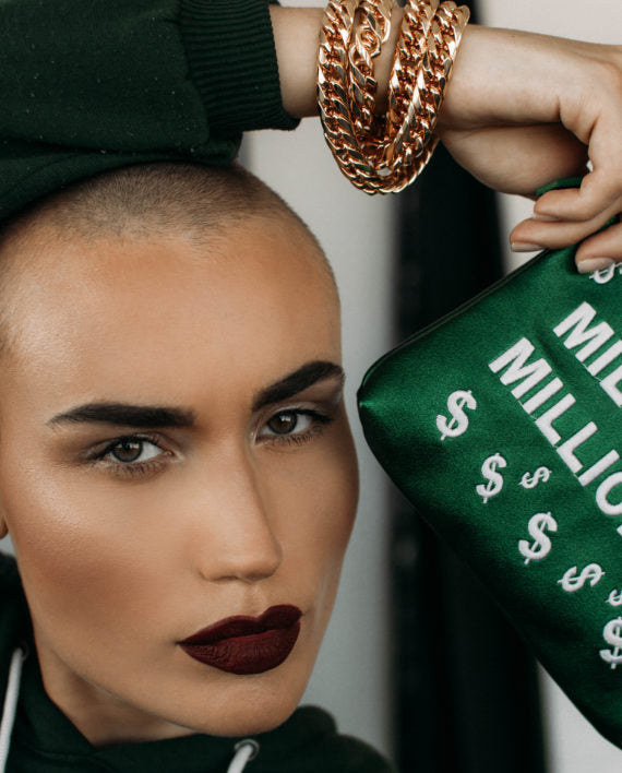 Forest Green Millennial Millionaire Small Vegan Makeup Bag