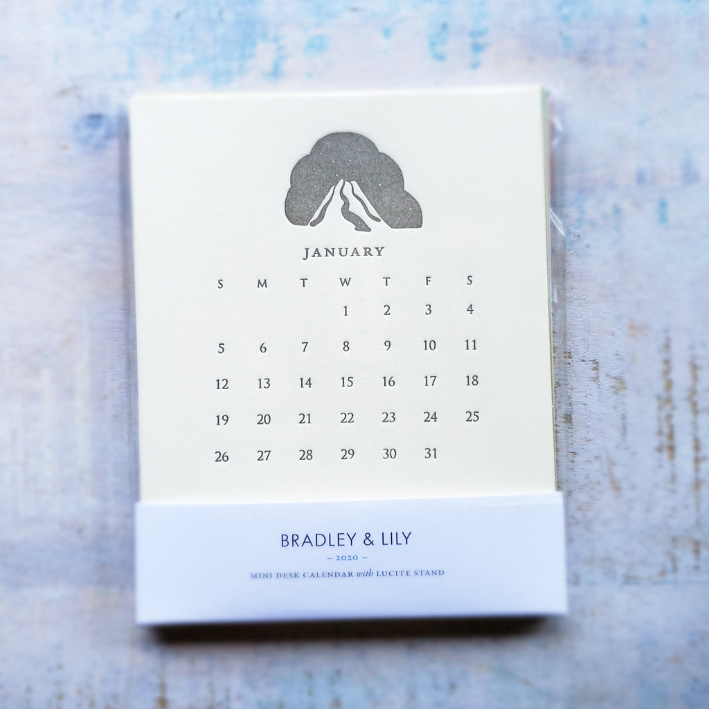 Mini Letterpress 2020 Desk Calendar With Lucite Stand Bradley Lily