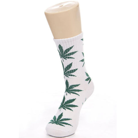 Weed Leaf Socks White Green – weedsocks