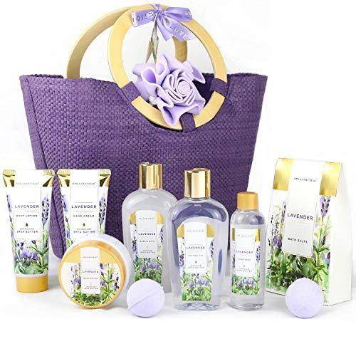 Bath and Body Gift Basket For Women and Men – 9 Piece Set of Vanilla  Coconut Home Spa Set, Includes Fragrant Lotions, Extra Large Bath Bombs,  Coconut