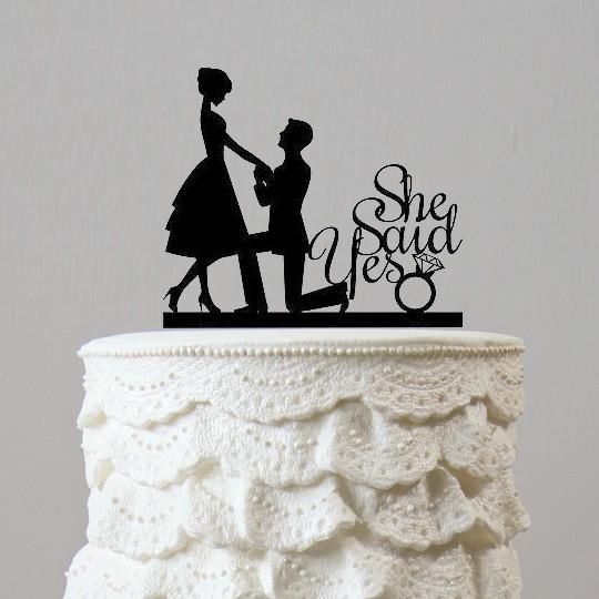 Engagement Wedding Cake Topper (Romantic Proposing /Marriage Proposal