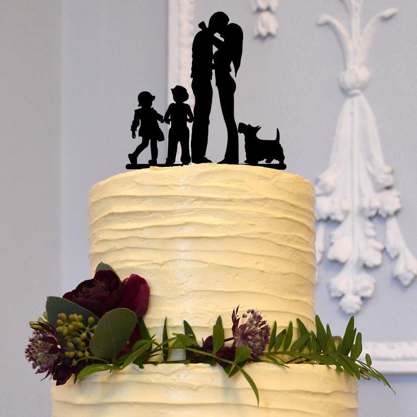 Family Wedding Cake Topper Mom Dad Son Daughter Dog Bride