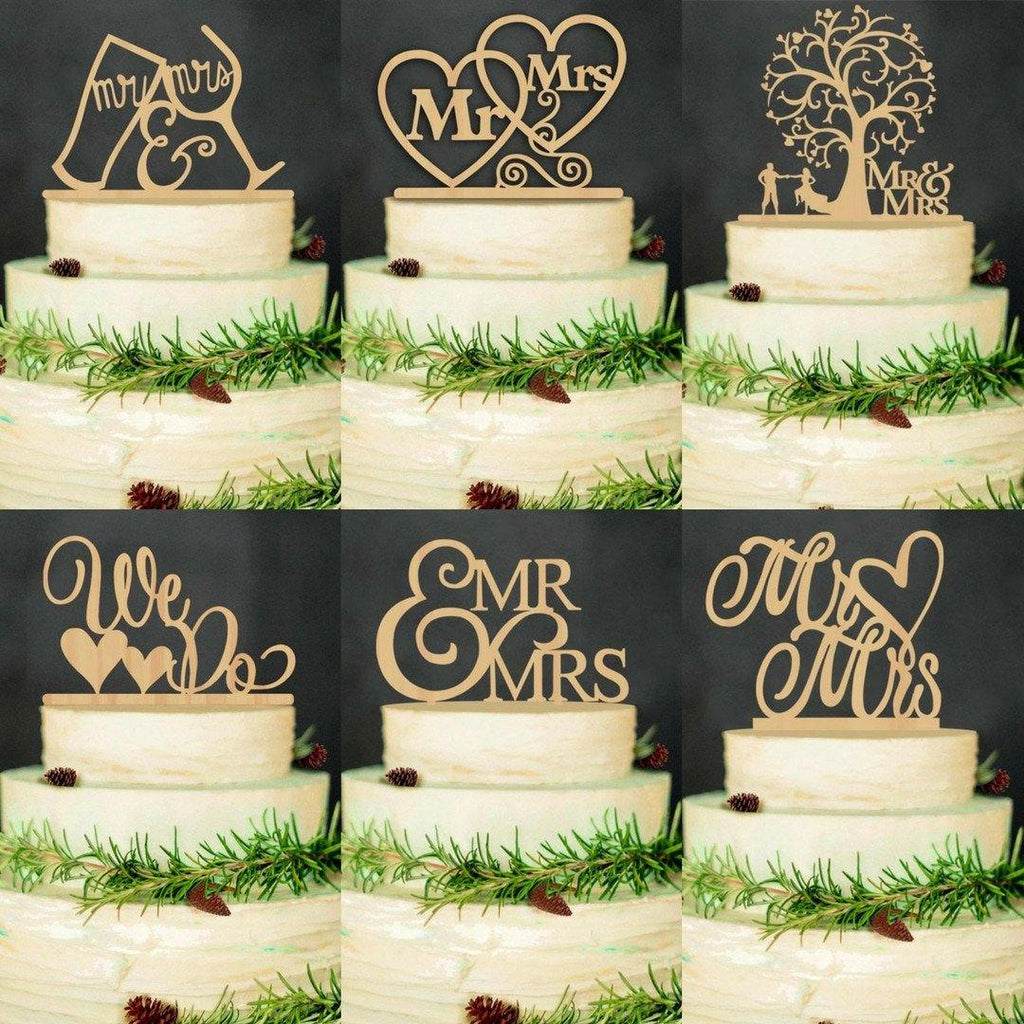 Wood Wedding  Cake  Topper  Rustic Vintage Country Themes 