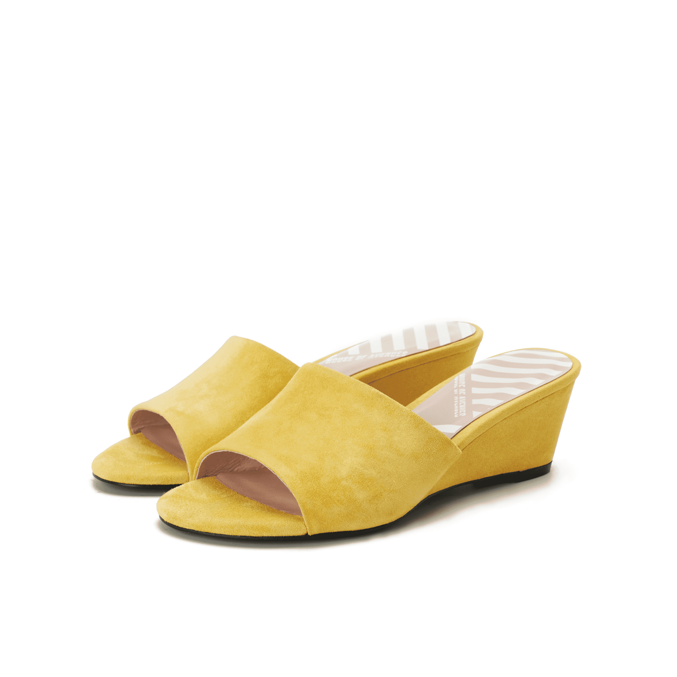 yellow suede wedge sandals