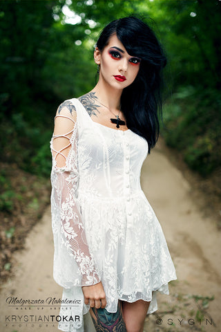 white lace gothic dress