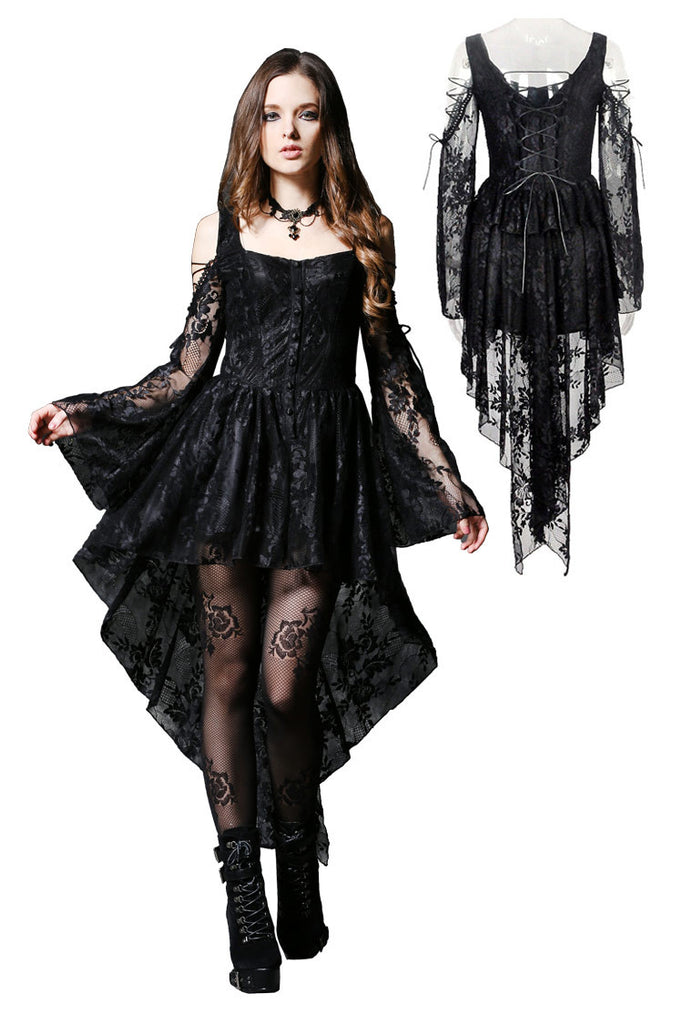 Gothic dress of ghost cocktail lace with button row DW053BK ...