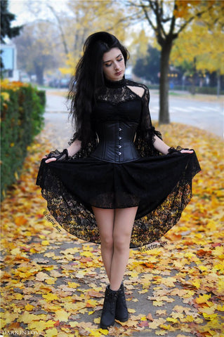 Gothic lace sexy dress with cat ear shape on top DW139 – Gothlolibeauty